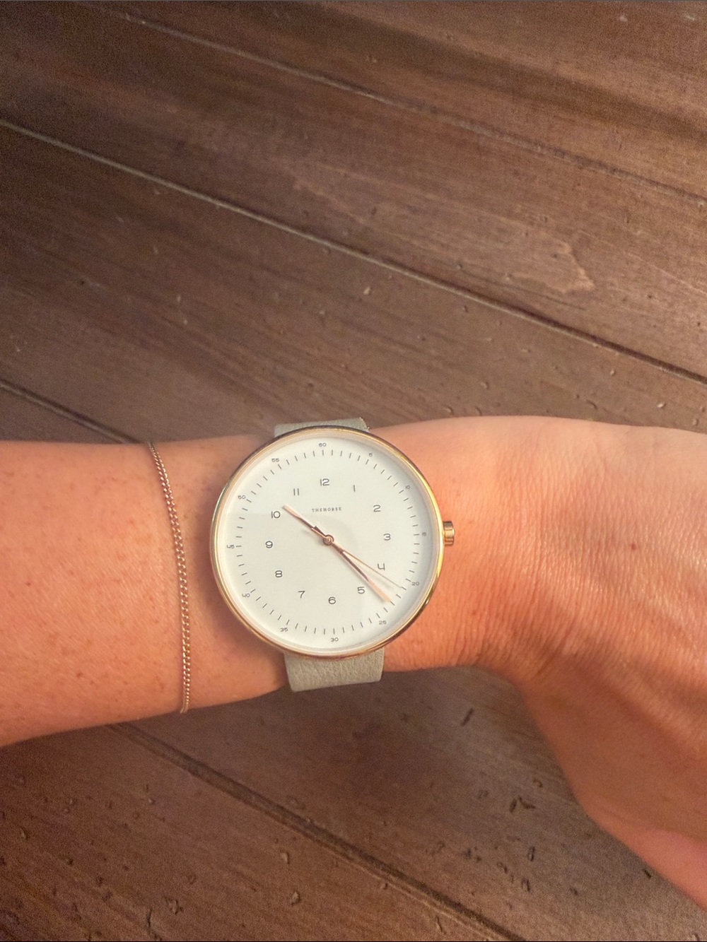 The Horse Gold Case Watch with Light Gray Strap and White Dial - Picture 3 of 3